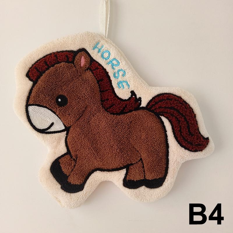 Cartoon Cute Pony Hand Towel Coral Fleece Home Kitchen Wipes Horse Thickened Hanging Absorbent Towels For Bathroom Home Decor
