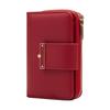 Portable Solid Color Wallet Multiple Card Anti-splash Water Women Card Bag Polyester Fashion Zipper Leather Purse for Mom