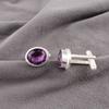 Amethyst Gemstone 925 Sterling Silver Handcrafted Men's Jewelry Cufflinks 0.59" CL-2-12