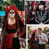 Day of the Dead Costumes for Women, Day of the Dead Headband Accessories, Veil, Tattoo, Black Rose, Necklace, Lace Eye Mask, Halloween