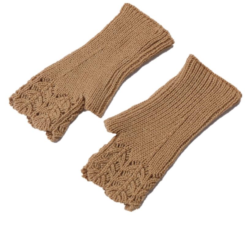 Knitted Half Finger Gloves Stretchy Warm Gloves Fingerless Thumb Hole Gloves