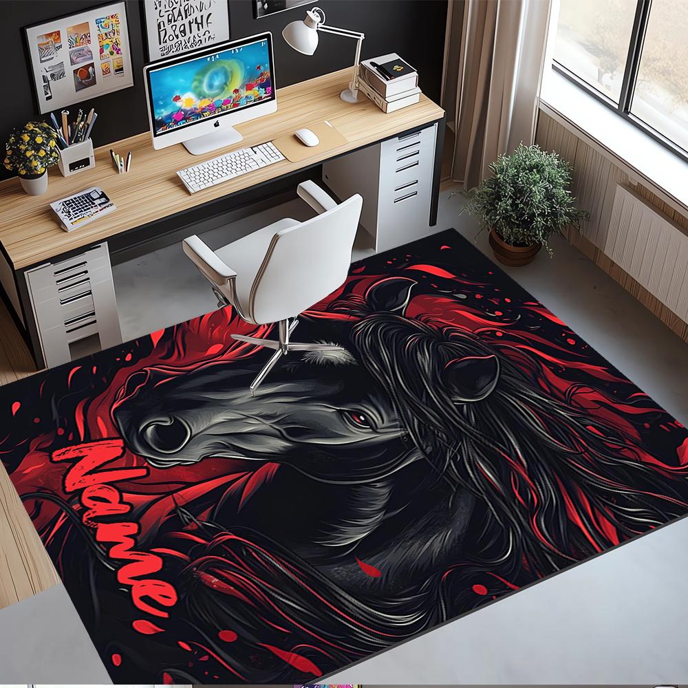 Custom Name Horse Printed Carpet,Rug for Office Chair Living Room Bedroom Kitchen Room Decor Gifts.