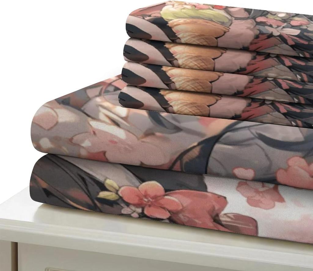 Anime Girl Duvet Cover Set 3D Printed Bedding Set with Pillow Cases Zipper Closure 3-Piece Quilt Cover Boys Girls Double