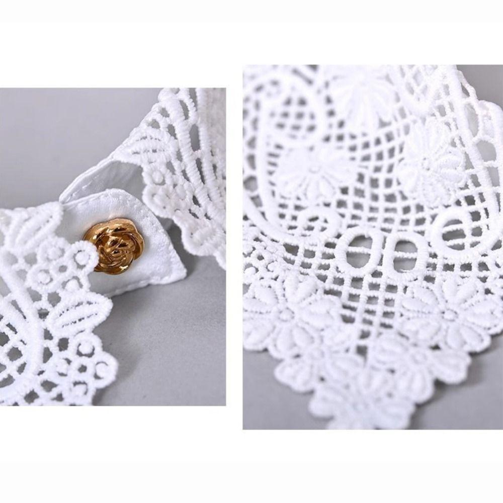 Schwarz Weiß Falscher Kragen Spitze Floral Hochzeitskleid Accessoire Mode Dekoration Kragen