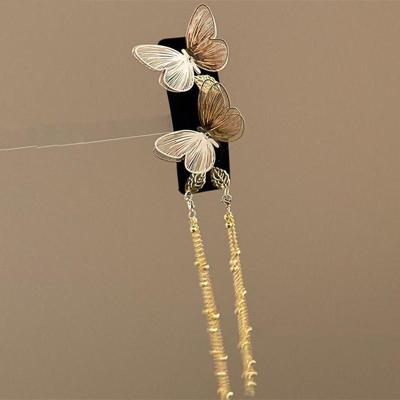Barrette à cheveux à pampille papillon violet classique Élégant bandeau de cheveux de style ethnique Coiffe Rétro Style chinois Pince latérale Fête