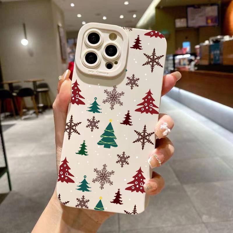 Christmas Tree Graphic Phone Case For iPhone 16 Pro Max 15 14 13 12 11 XS X XR 7 8 Plus SE 2022 Shockproof Silicone Bumper Cover