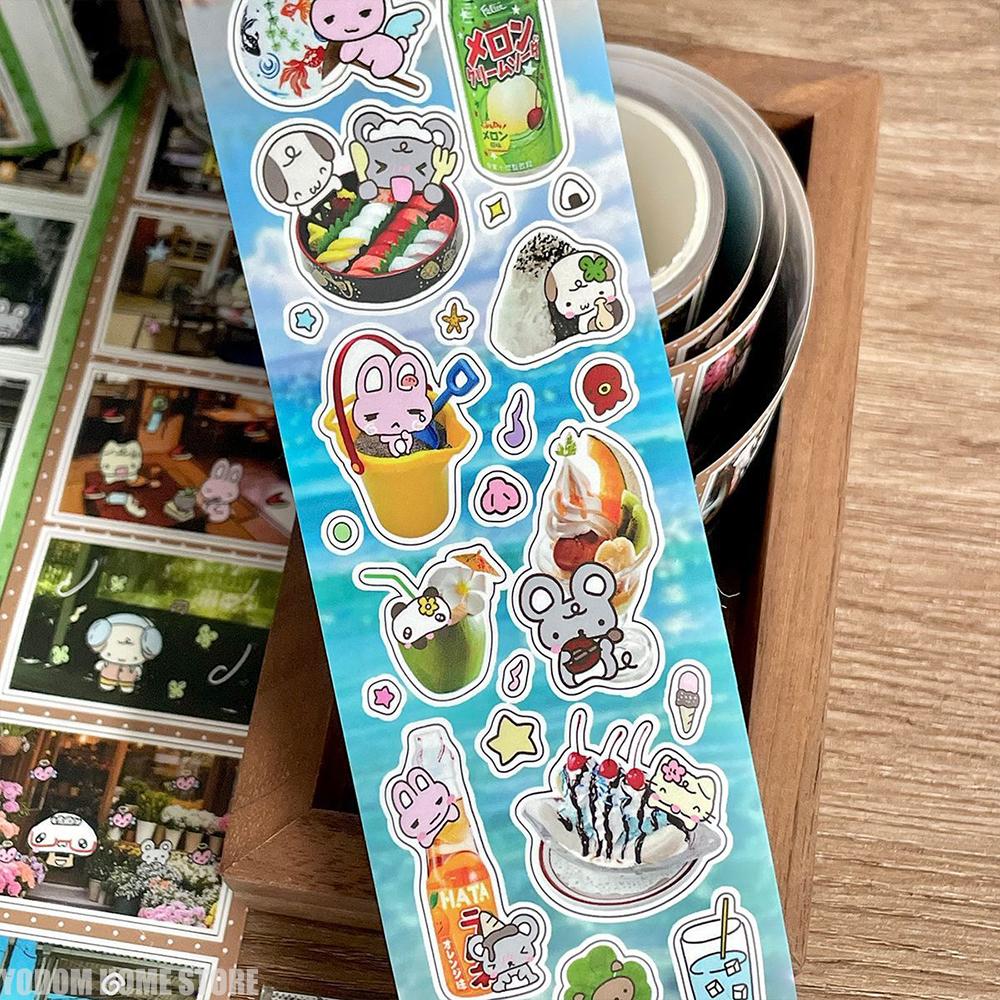 Kawaii Stationery Sticker for Scrapbooking Cute Animal Washi Tape Decor Summer Food Theme Ice Cream Fruit Stickers DIY Craft
