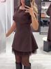 2025 European Rhinestone Mesh Pleated Dress - Spring/Summer Collection