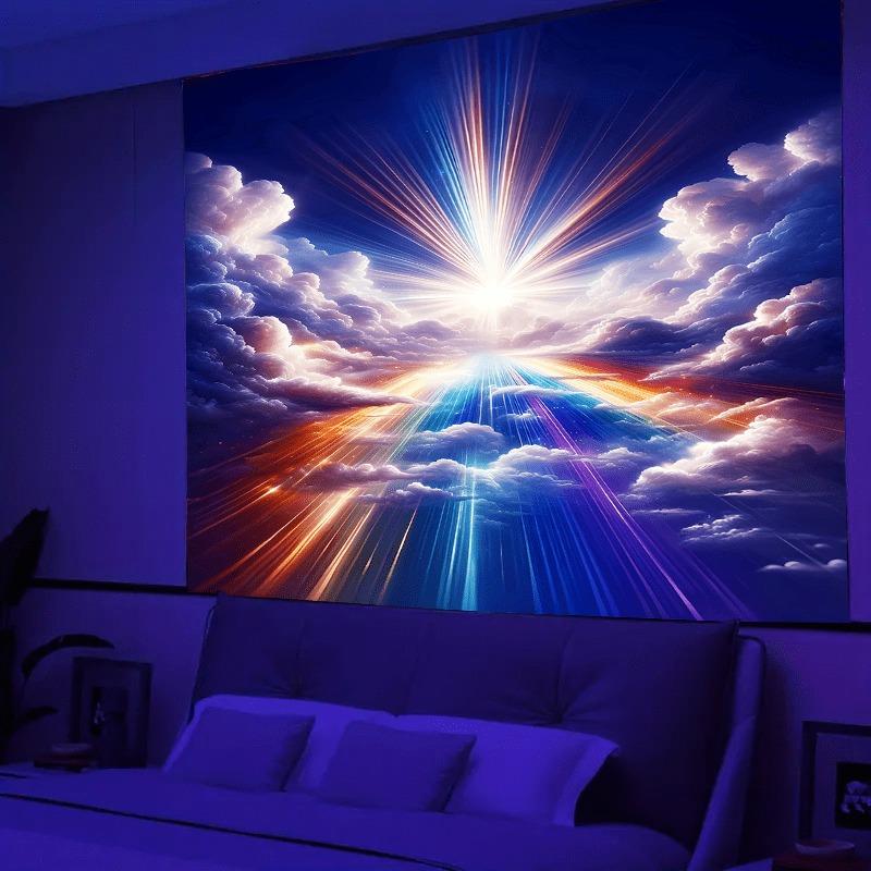 Ultraviolet Punk Cyberrobot Luminous Tapestry, Indoor Mood To Create Atmosphere, Psychedelic Luminous Art, Bedroom Decoration