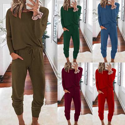 Women Fashion Pullover Long Sleeve Bandage Loose Pants Sweatsuits