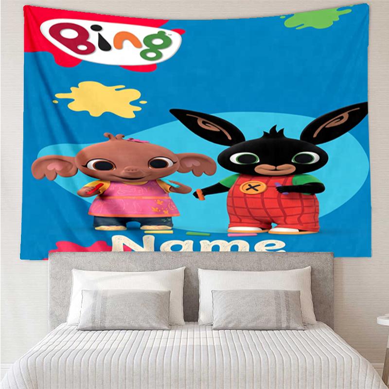 Custom Name Bing Print Tapestry, Backdrop, Easy Setup, Ideal for Bedroom, Office & Living Room, with Aesthetic Wall Hanging Decor.