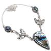 Labradorit Ädelsten Handgjord 925 Sterlingsilver Smycke Halsband 18"