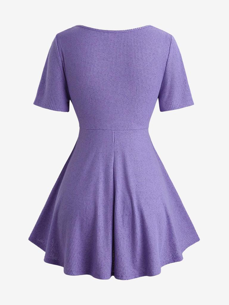 Rosegal Übergröße Twist-Panel Geraffte Taille Texturiertes Geripptes Oberteil