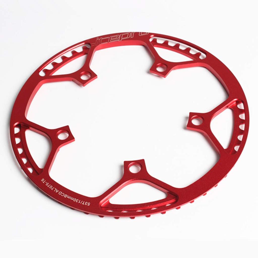 Folding Bike Square Bicycle Crank Crankset BCD130 Single Chainwheel Aluminum Alloy Crankset 45/47/53/56/58T (Red, 45T)