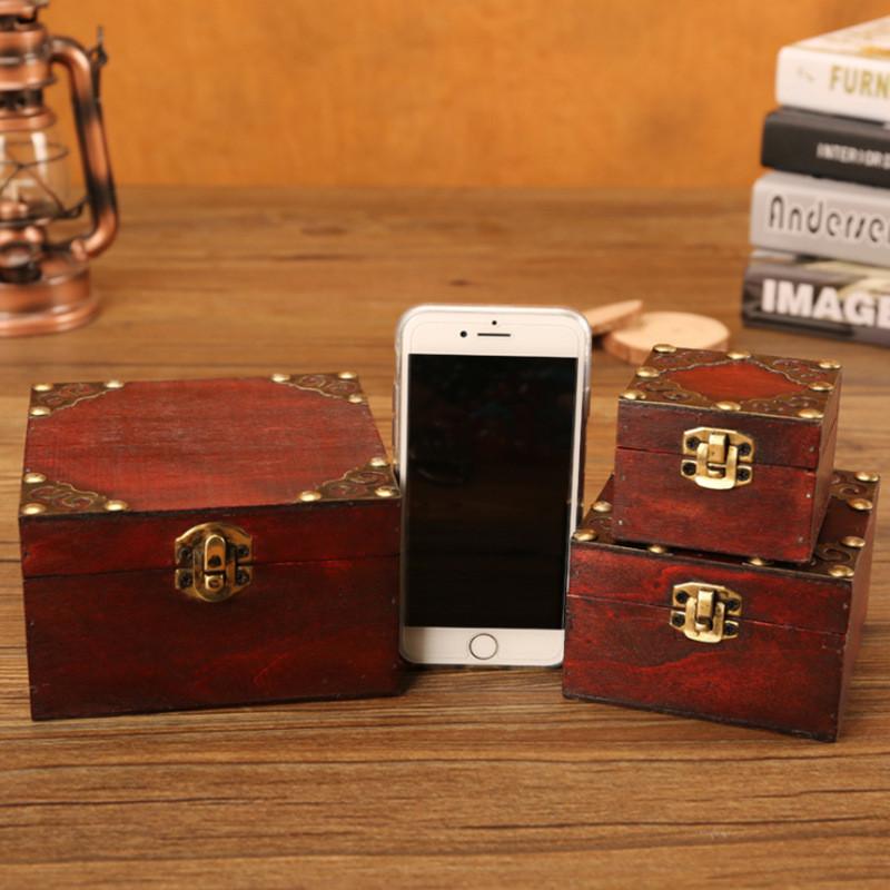 Vintage Storage Wooden Box With Lid For Bedroom Desk Organization And Decor Home
