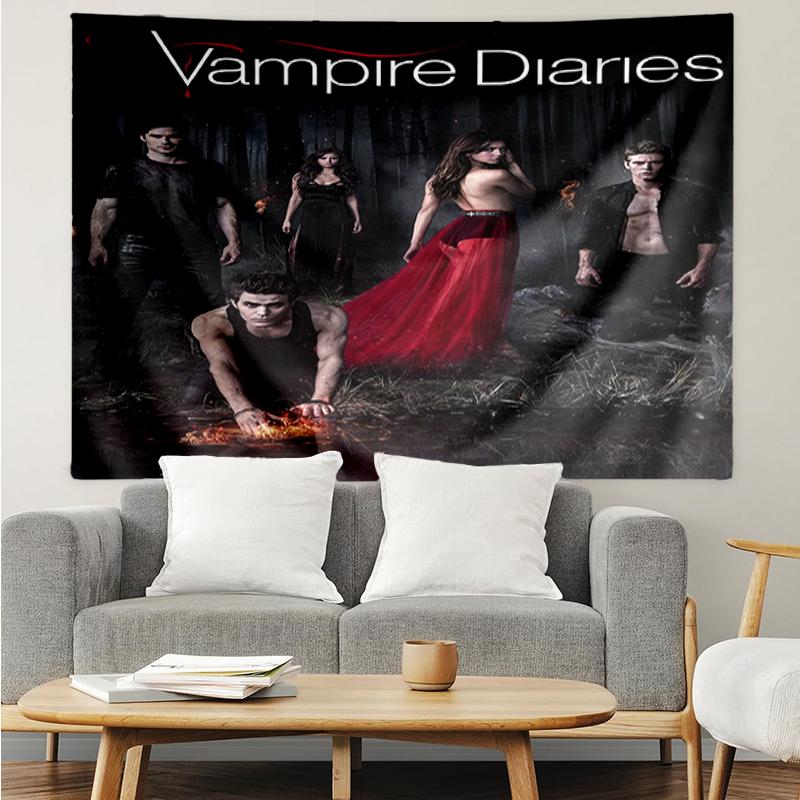 Vampire Diaries Print Tapestry, Backdrop, Easy Setup, Ideal for Bedroom, Office & Living Room, with Aesthetic Wall Hanging Decor.