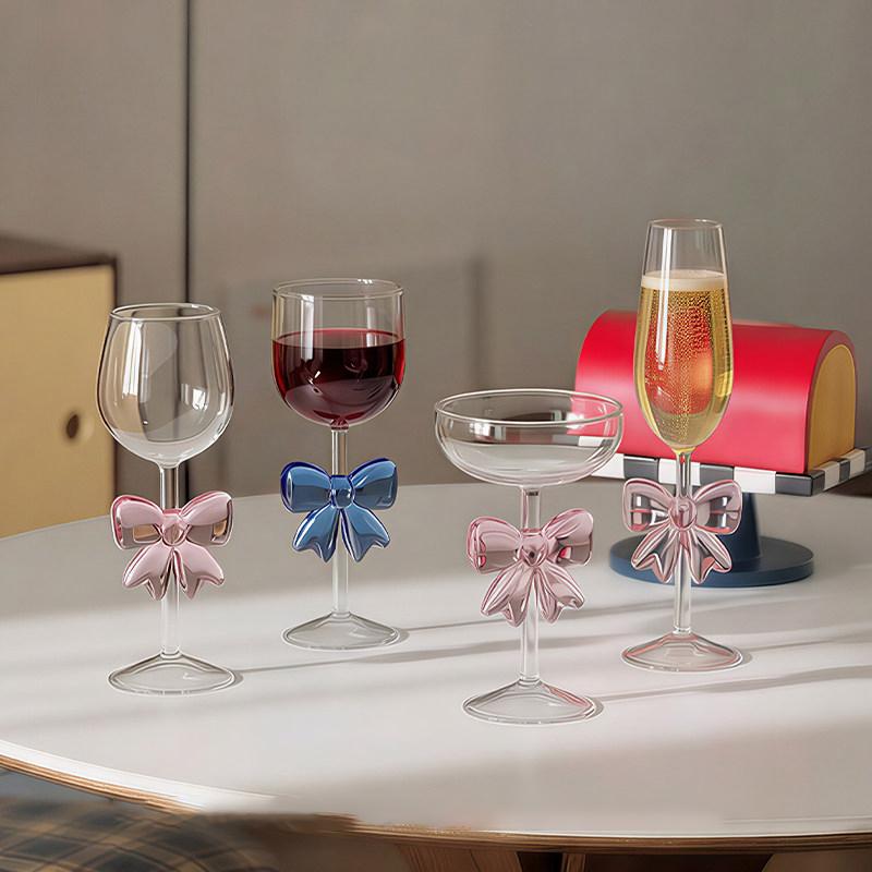 Creative Bowknot Wine Glass Red Wine Glass Home Cocktail Champagne Glass White Wine Sweet Wine Bar Banquet Wine Utensils