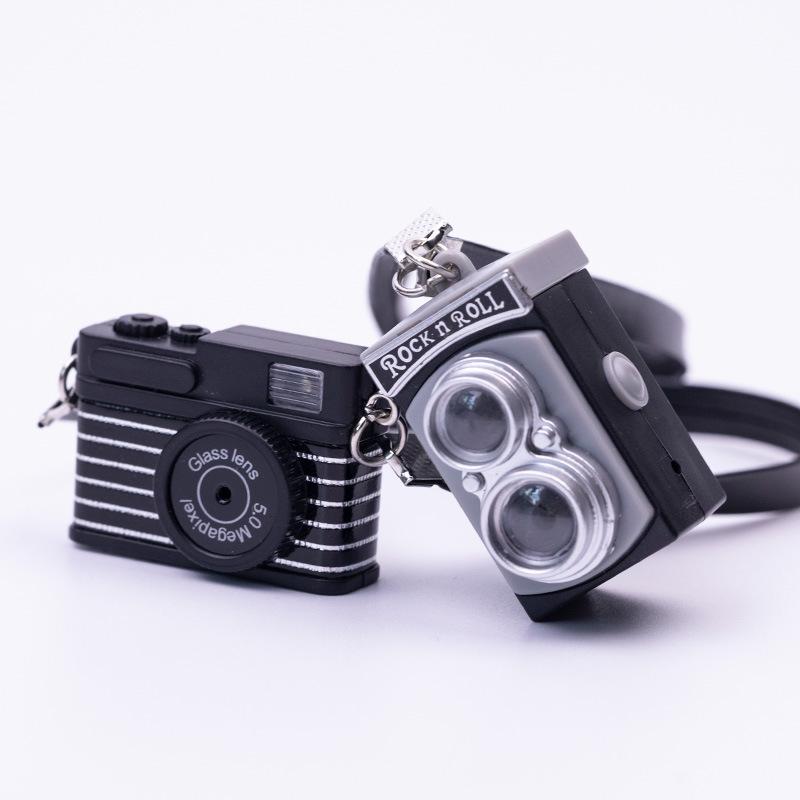 Mini Smiley Face Plush Camera Pendant with Sound & Glow