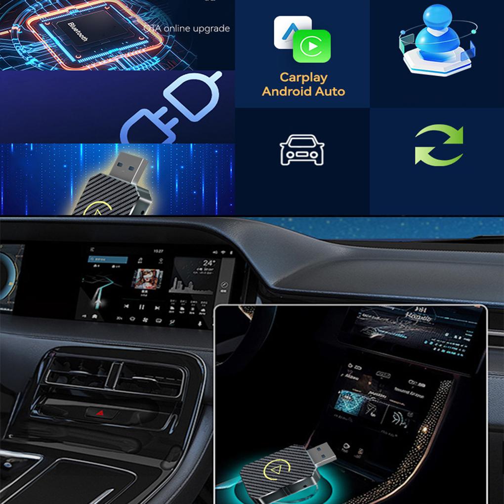 Wireless CarPlay Android Auto Wireless Adapter 2 IN 1 Bluetooth/WiFi Connection Wireless Adapter Plug and Play Auto Accessories