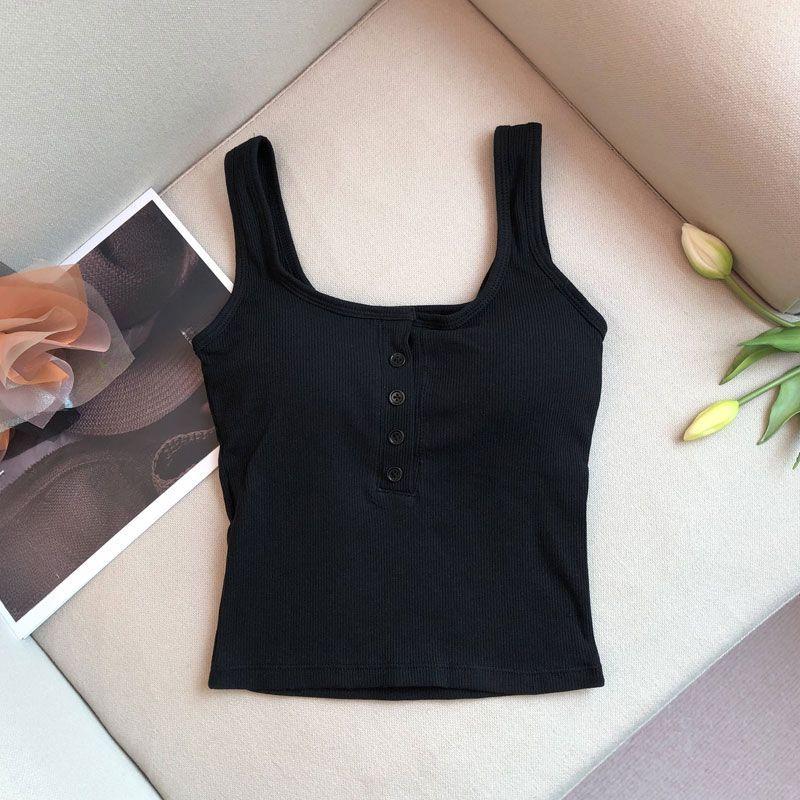 Ärmelloses Modal-Camisole-Top mit verstellbaren Trägern und integriertem BH-Polster – sexy Unterhemd L schwarz