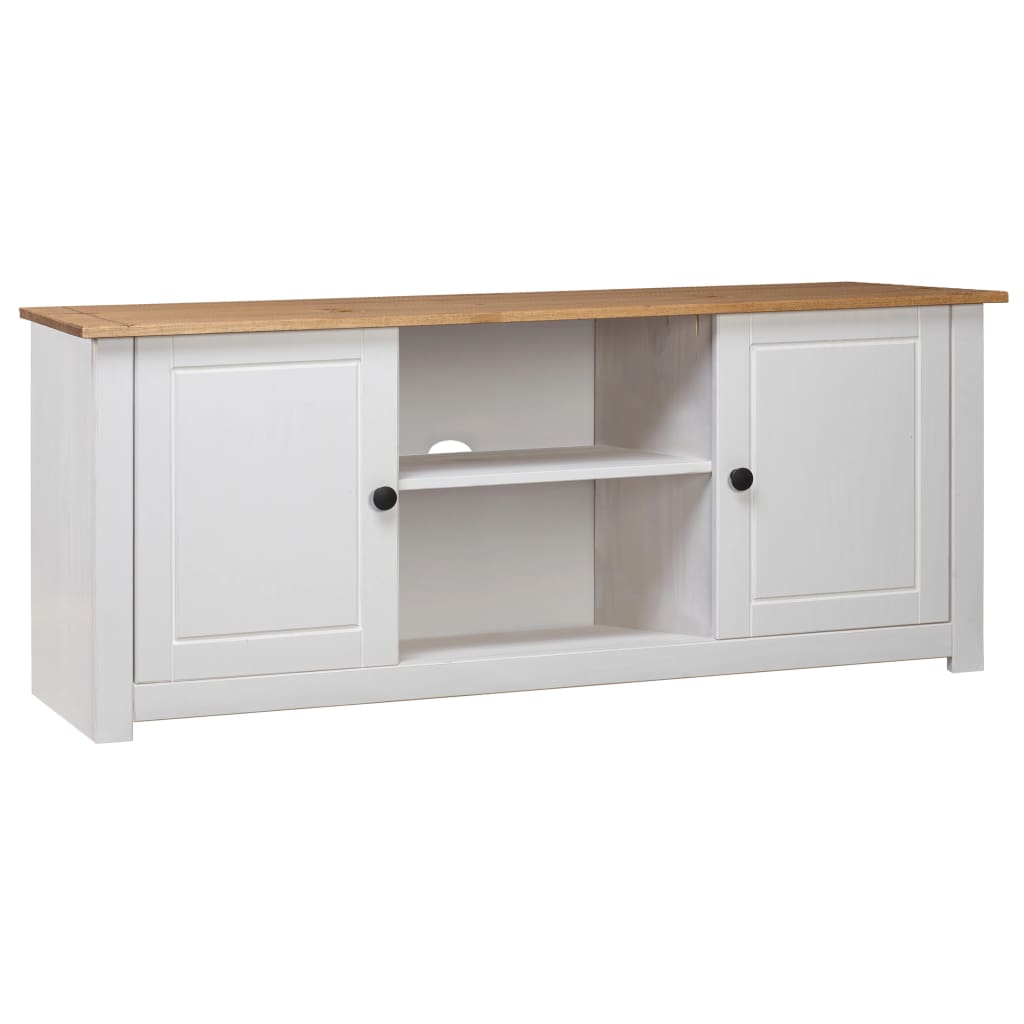 vidaXL TV-Schrank Weiß 120x40x50 cm Massivholz Panama-Kiefer anti-blitz weiße