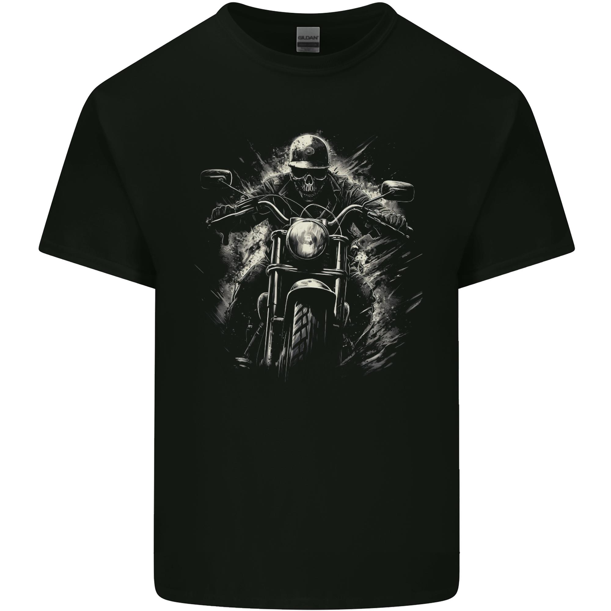 Skull Biker Motorcycle Motorbike Grim Reaper 19 Unisexs Light Cotton TShirt S
