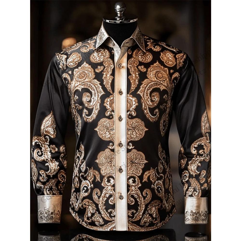 Long Sleeve Button Up Luxury Golden Shirt Chinese New Year Dragon 3d Print Hawaiian Shirt Men Women Fashion Eagle Design Blouse