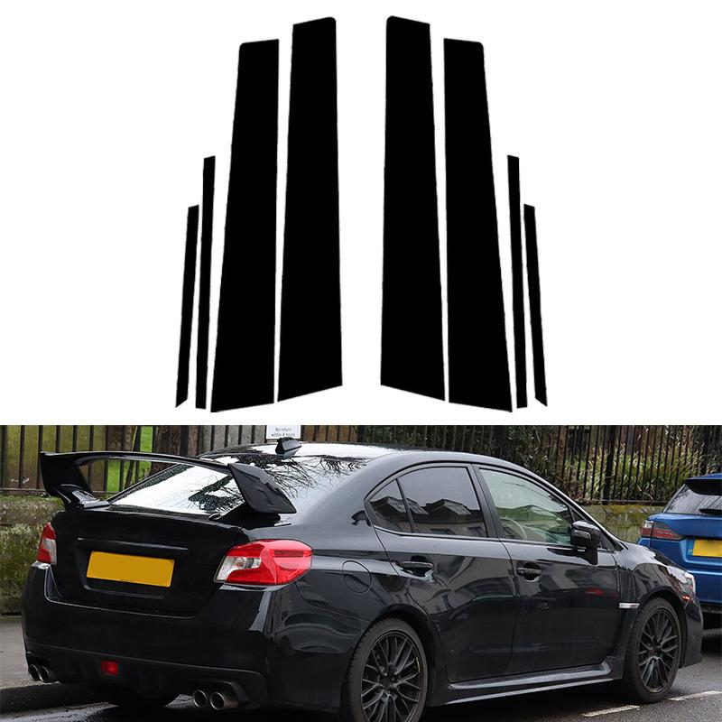 8pcs Fit For Subaru WRX STI 2015-2021 Glossy Black Car Door Trim Pillar Posts Cover Kits Stickers Window Decoration