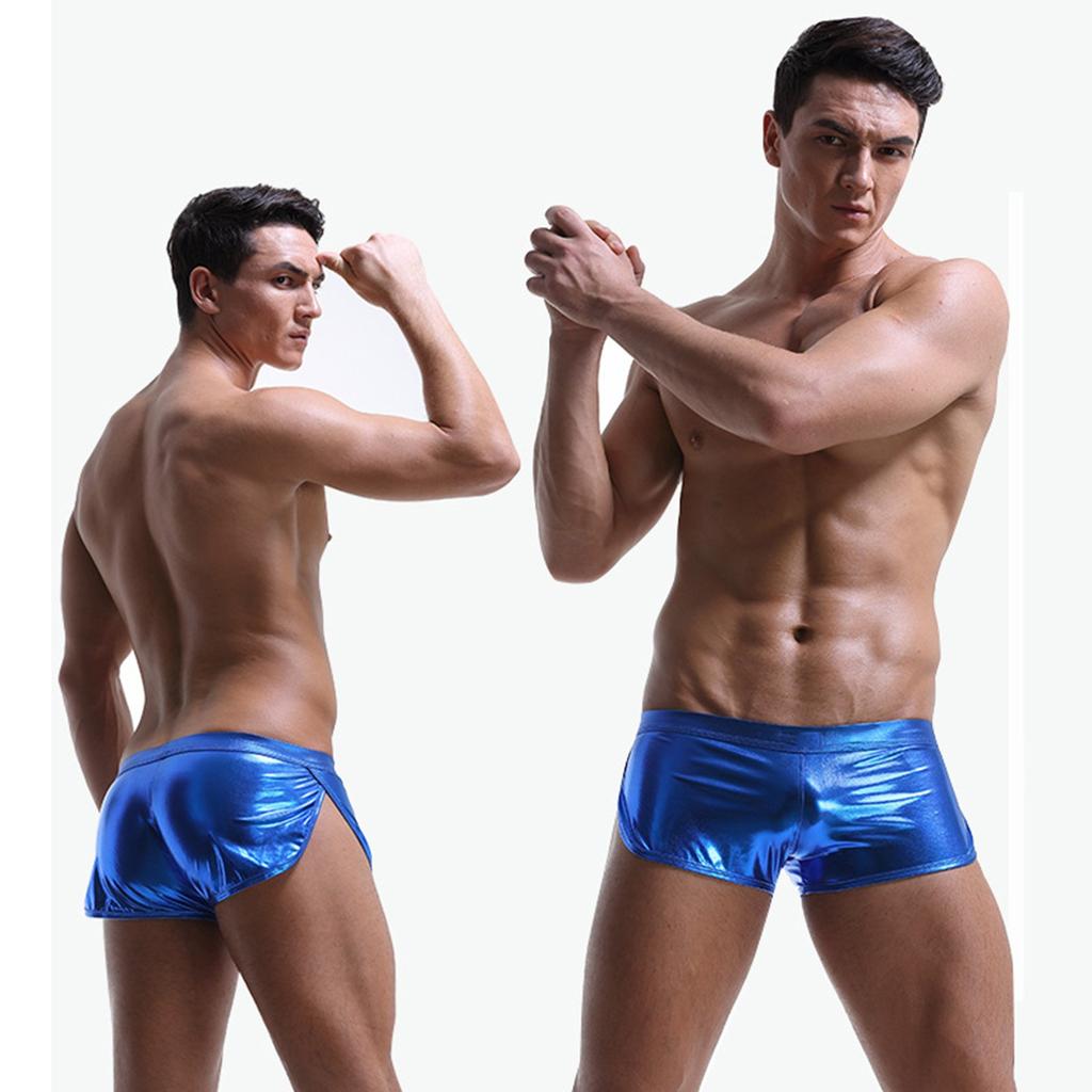 Men's Underwear, Low-waisted Faux Leatherunderwear, Sexy Concave-convex Pockets, Boxer Shorts, And Four-corner Shorts