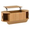 Height-Adjustable Coffee Table 110×50×42cm, up to 55.5 cm, Wood Color, Oval Sofa Table with Roller Shutters, Hydraulic Lifting Mechanism