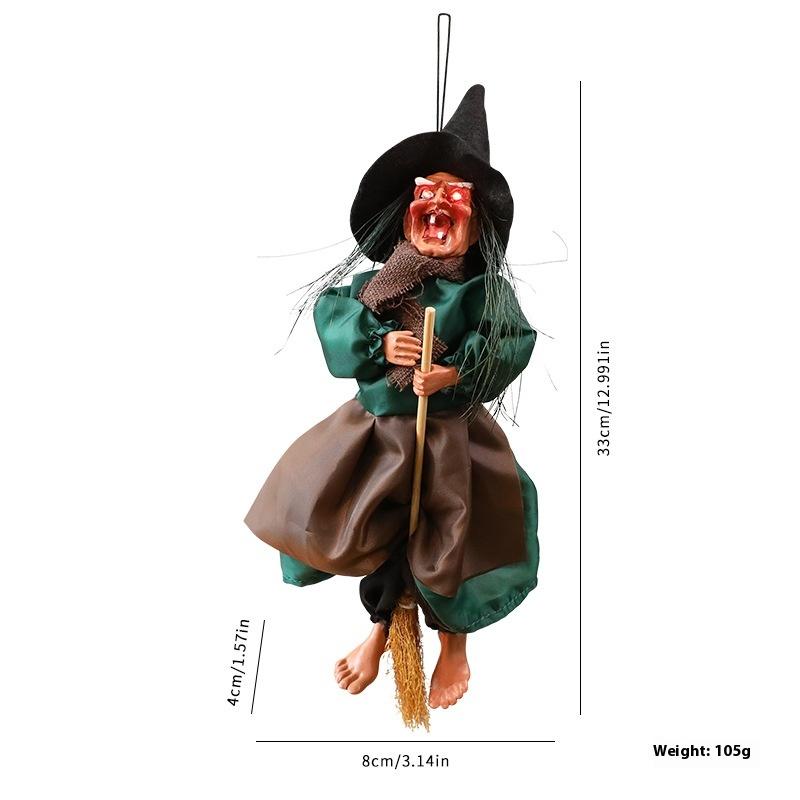 1Pc  Halloween Broomstick  Figurine Hanging Doll DIY Decor Pendant Party Haunted House Props Ornament Garden Bar Decor