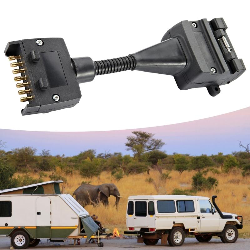 Universal 7 Pin To 12 Pin Trailer Connector ABS Coiled Cord For Towing Caravans Farming Machinery Camping Vehicle Towing