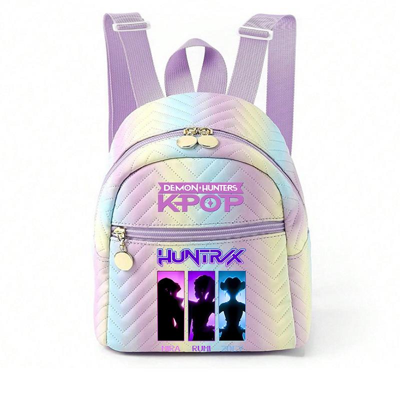 Kpop Synthetic Leather School Backpack for Girls Lightweight Candy Color Campus Bag