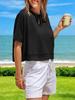 Womens Oversized Crop T Shirt Short Sleeve Workout Tee With Side Pockets