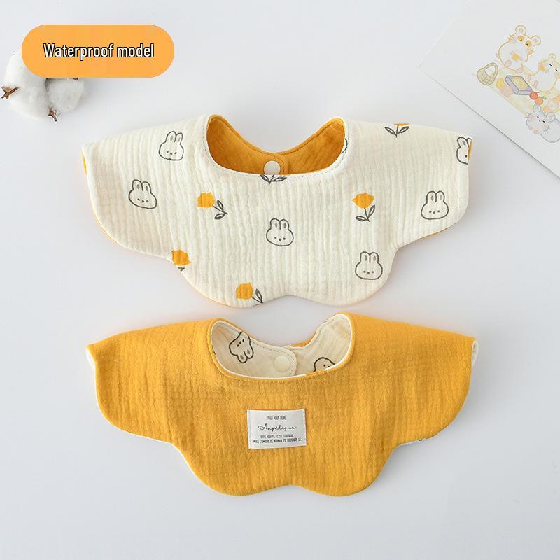 Dwustronny, wodoodporny śliniaczek dla niemowląt w stylu koreańskim z płatkami, wykonany w 100% z gazy bawełnianej