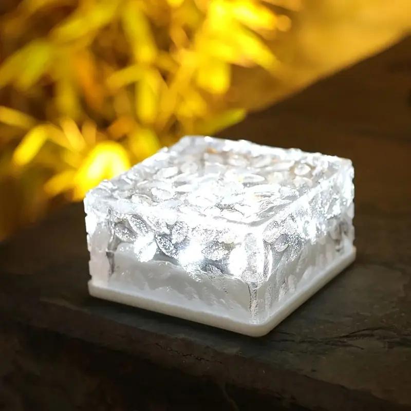 

2 шт. Солнечные кубики льда, уличные солнечные кирпичные фонари, садовый фонарь для дорожки, светодиодный декор на солнечной батарее для наружного оформления газона 2pcs