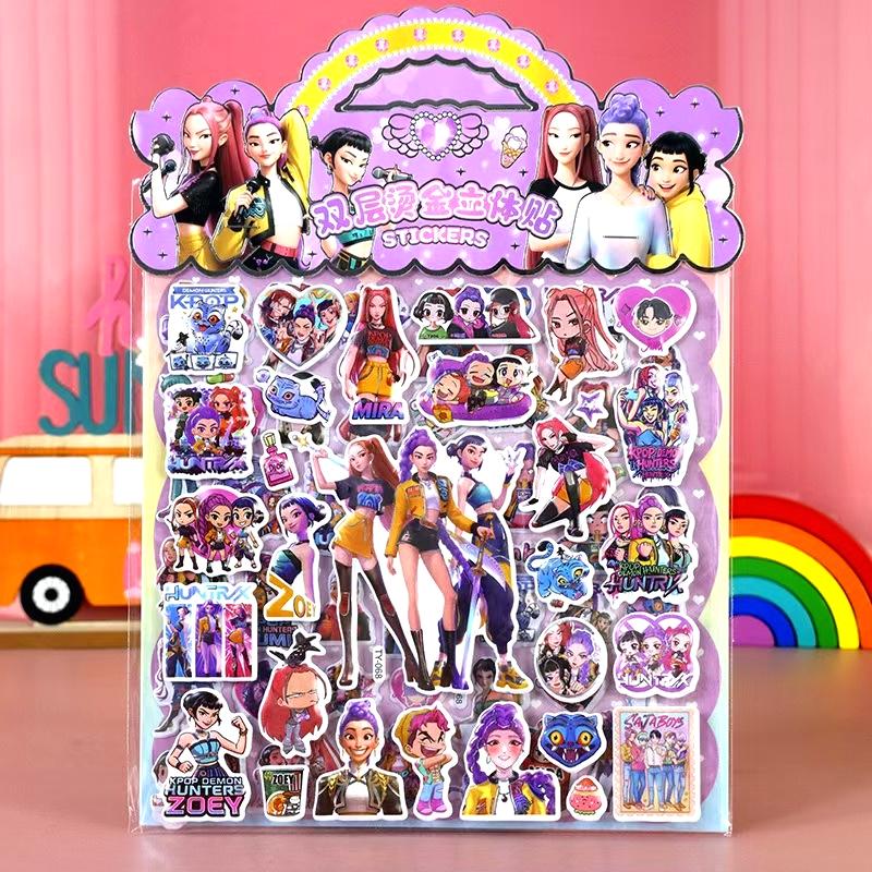 1/3/6 Stück Kpop Dämonenjäger Aufkleber Anime Tiger Rumi Mira Zoey Laserschnitt Aufkleber Bürobedarf und Schulbedarf Dekoration