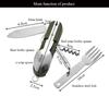Outdoor Camping Portable Tableware Set Foldable Stainless Steel Knife Fork Spoon Bottle Opener Multifunctional Wilderness