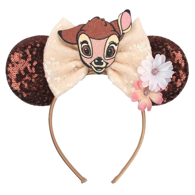 Bentiță Urechi Mickey Disney Paiete Fundă 5" Castel Focuri de Artificii Bentiță de Păr Pentru Fete Copii Petrecere Festival DIY Accesorii de Păr