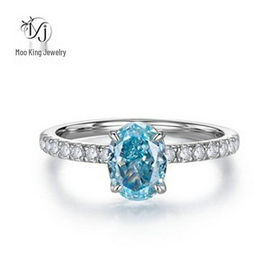 Mijing Jewelry S925 Silver Purple Diamond Oval Radiant Ring for Women
