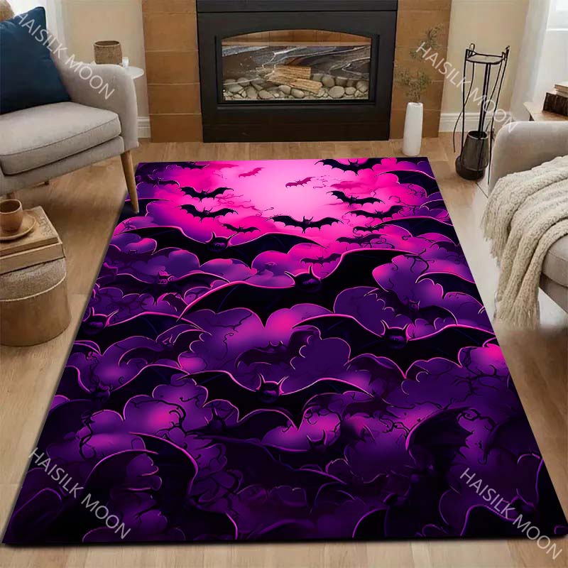 1PC Bloody Bat Halloween Decoration Carpet for Living Room Bedroom Bedside Floor Mat Cloakroom Sofa Area Rugs Luxury Gifts