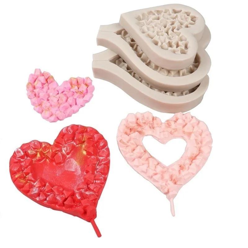 Diamond Love Candy Silicone Mold Kitchen Baking Valentine's Day Coral Sugar Chocolate Love Molds Crystal Silicone Gypsum Mould