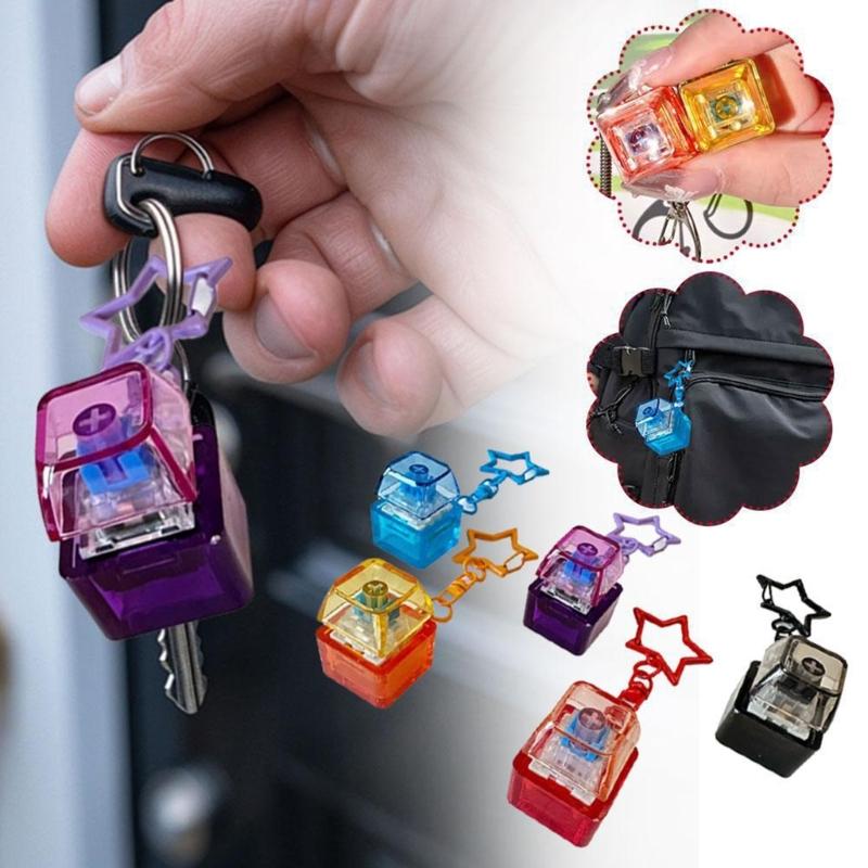 Pack Of 5 Transparent Star Keychain Stress Relief Toys For Anxiety Portable Keyboard Keycap Fidgets Gadgets For Adults Office Everyday Carry