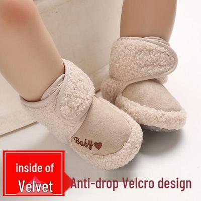 Warm Fleece-Lined Baby Walking Shoes: Soft Sole, Anti-Drop Velcro, Winter Snow Boots for 0-1 Year Olds
