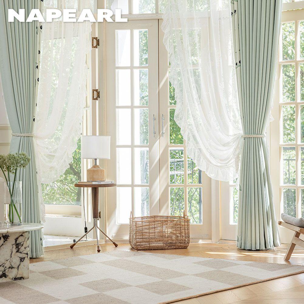 1ks NAPEARL 70-80% stupeň zastínění v krémovém stylu Potištěné zatemňovací závěsy na bočních panelech pro ložnici Obývací pokoj Domácí dekorace