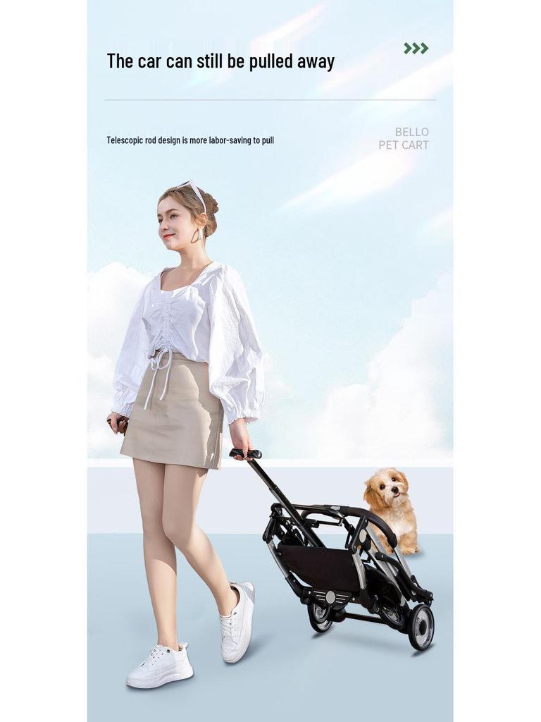 Bello Aluminum Drawbar Pet Stroller: Foldable Travel Bag for Cats and Dogs