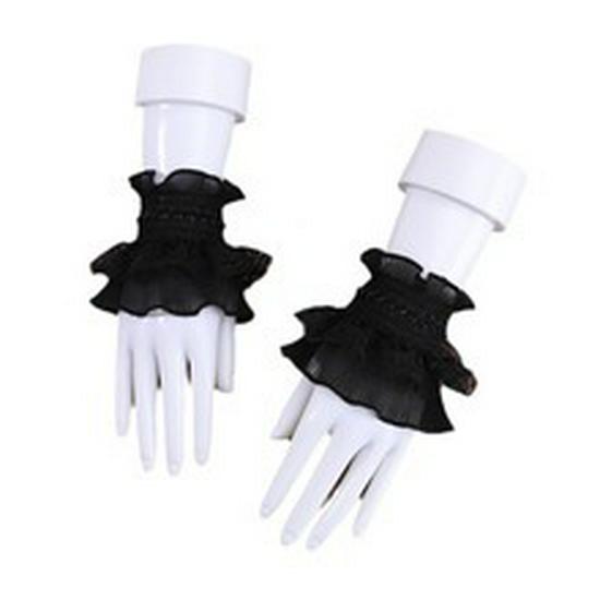 JK Fairy Lace Wrist Cuffs - Lolita Bow & Pleated Sleeve Decoration
