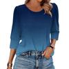 Women's Fashion Casual 3/4 Sleeve Print Shirt Women's Round Neck Tops