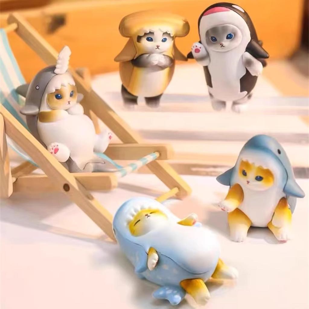 AAGWW Gachapon Toys, Anime Figure Cat Toy Set, Model Decoration, Party Item, Cute Ornament (Product Contents 5-Piece Set of Cat COS Shark Cat II)