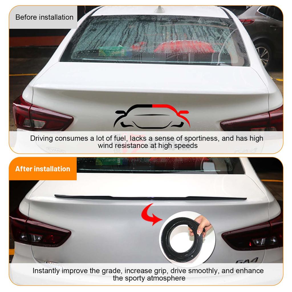 Universal Car Rear Spoiler Wing Easy Install Pvc No-Drill One-Piece Adhesive Lip For Auto Body Styling Spoiler Exterior Styling